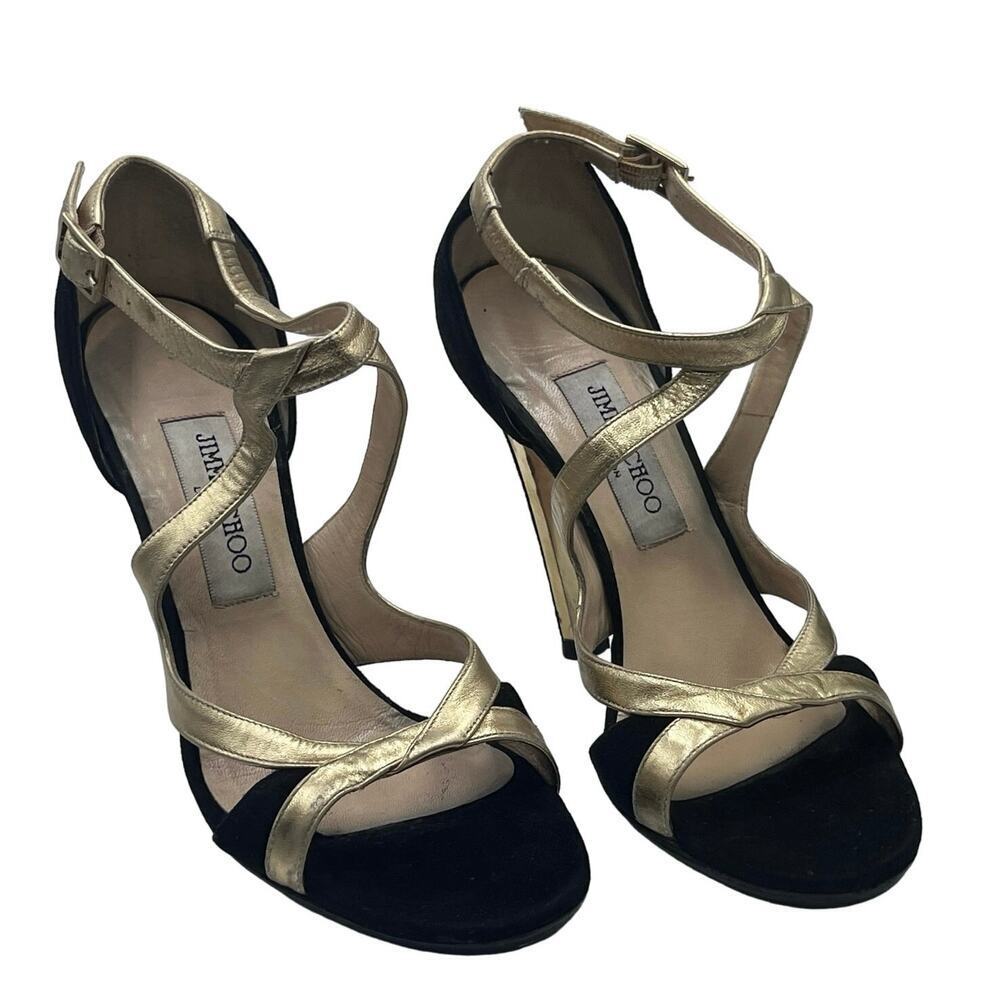 Jimmy Choo Gold and Black Heels
